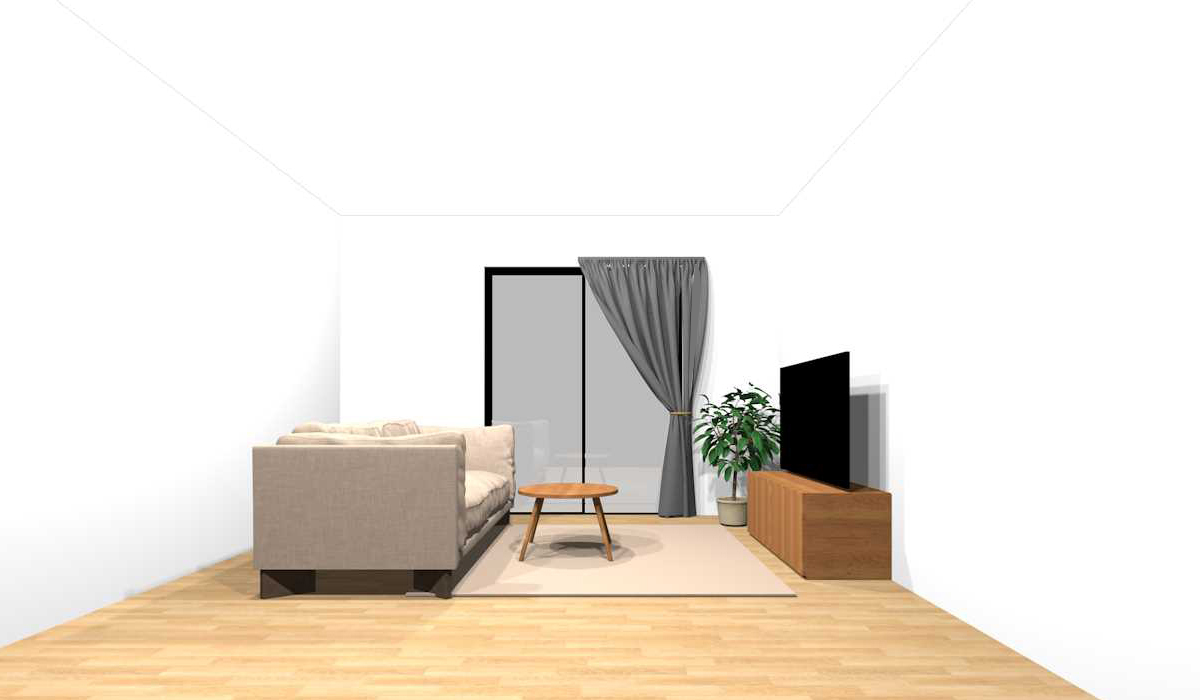 淡い色合い(ベージュ系 )+中間の色合いの家具