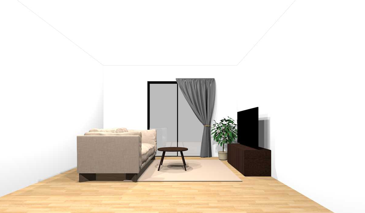 淡い色合い(ベージュ系 )+濃い色合いの家具