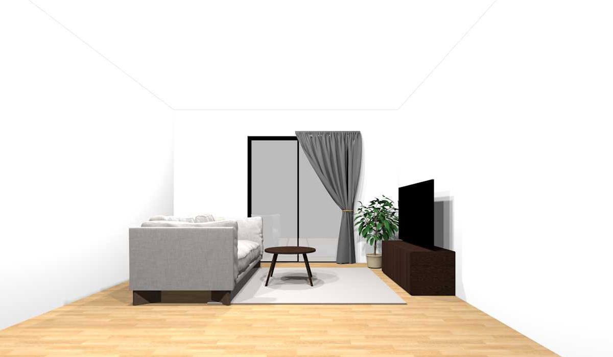 淡い色合い(グレー系)+濃い色合いの家具