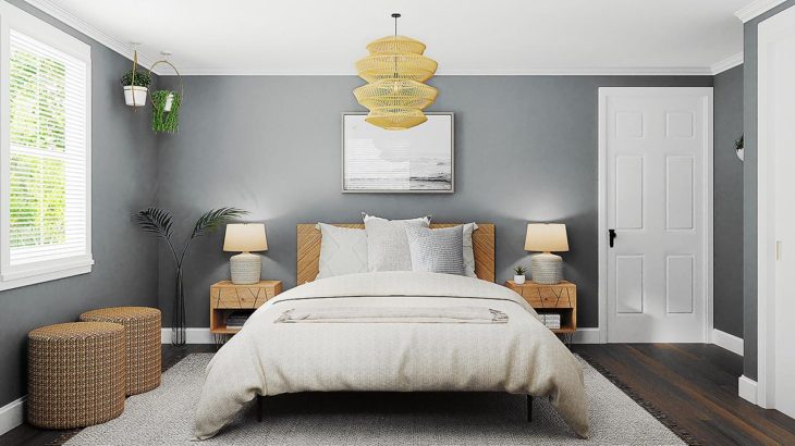 グレーの壁紙の寝室4種類のスタイル別インテリアコーディネート実例32選