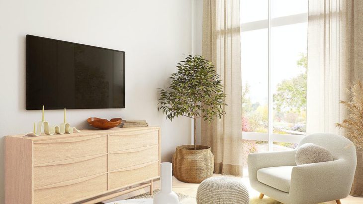 白い床と明るさ違いの茶色の家具のコーディネート5パターン&45実例